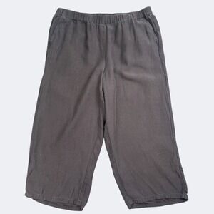 Eileen Fisher Pants Womens Large Brown Cropped Pull On Wide‎ Leg Casual Relaxed